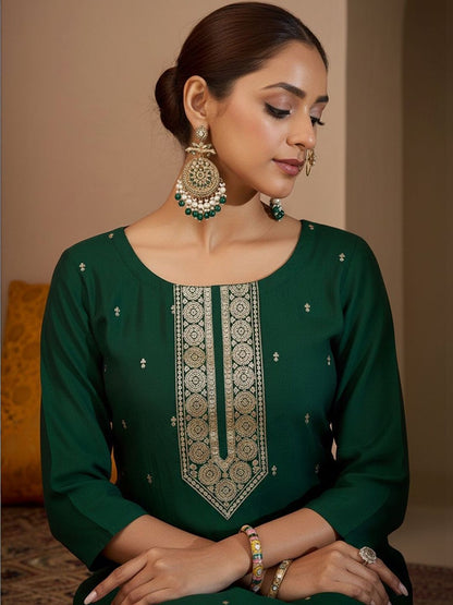 Women Ethnic Motifs Embroidered Regular Kurta with Trousers & With Dupatta