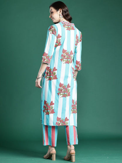 Dhiyona IE Printed Pure Cotton Tunic & Trousers Co-ords