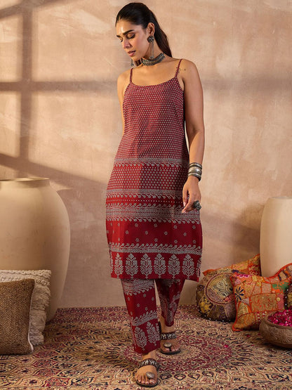 Dhiyona IE Printed Pure Cotton Tunic With Trousers