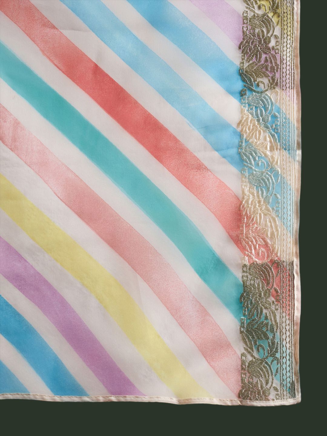 Cream Coloured Floral Embroidered Pure Cotton Kurta with Trousers & Dupatta