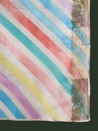 Cream Coloured Floral Embroidered Pure Cotton Kurta with Trousers & Dupatta