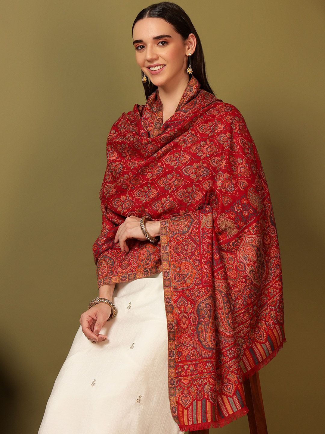 Dhiyona PA Floral Woven Design Gulraiz Kaani Woolen Shawl