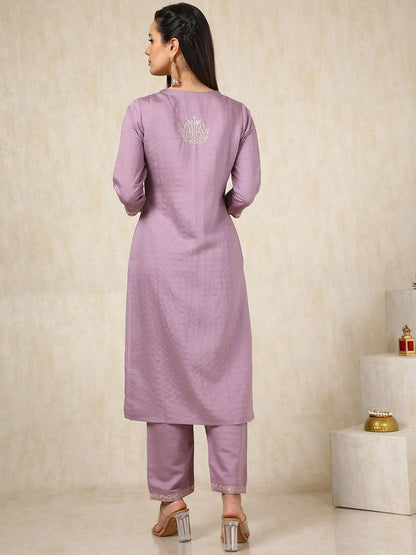 Dhiyona SO Women's Flral Embroidered Straight Kurta with Palazzos