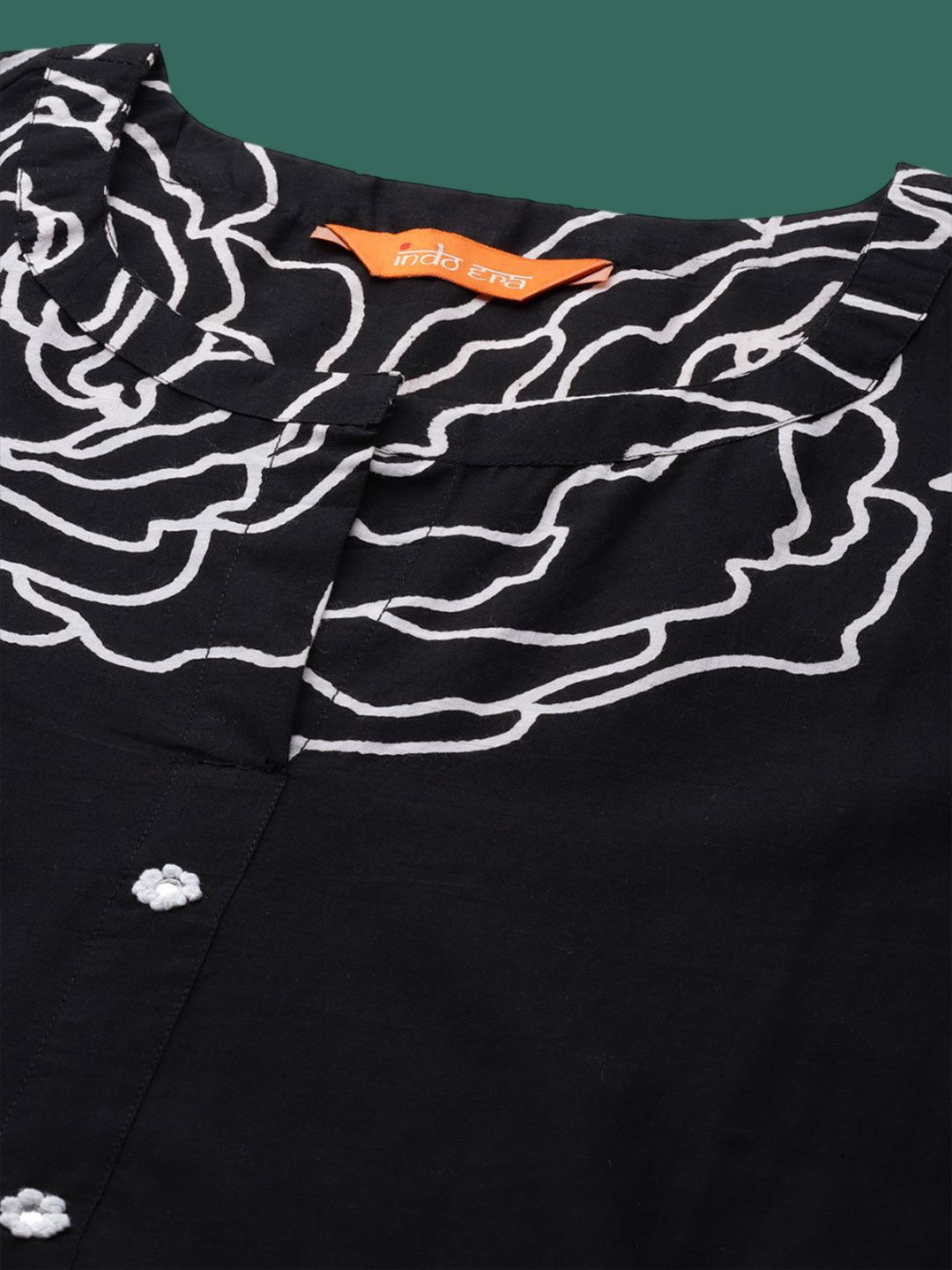 Dhiyona IE Floral Printed Pure Cotton Round Neck Tunic With Trousers Co-Ords