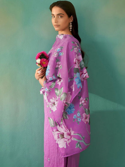 Women Floral Embroidered Regular Thread Work Pure Cotton Kurta with Trousers & With Dupatta