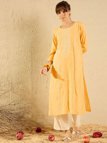 Dhiyona IE Ethnic Motifs Embroidered Straight Kurta