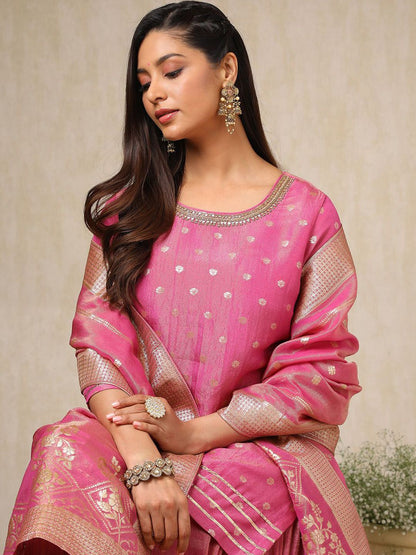 Dhiyona SO Women's Women Floral Regular Beads and Stones Kurta with Skirt & With Dupatta