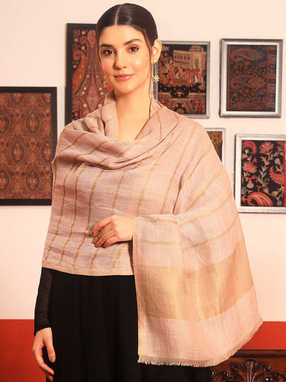 Dhiyona PA Checked Woven Design Zari Shawl