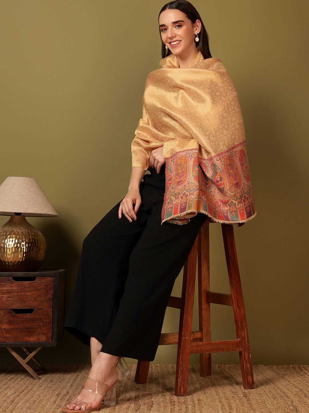 Dhiyona PA Ethnic Motifs Woven Design Shawl
