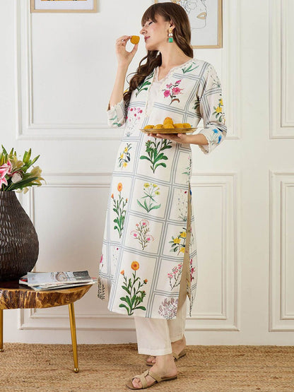Dhiyona IE Printed Linen Tunic With Trousers Co-Ords
