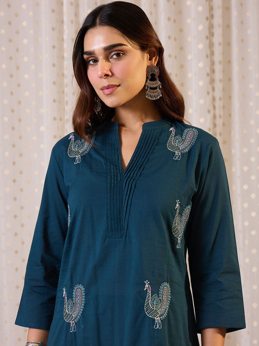 Dhiyona IE Embroidered Pure Cotton Tunic With Trouser