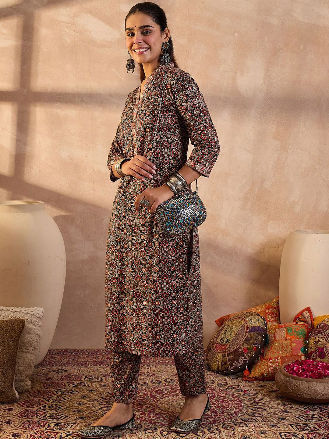 Dhiyona IE Printed Pure Cotton Tunic With Trousers