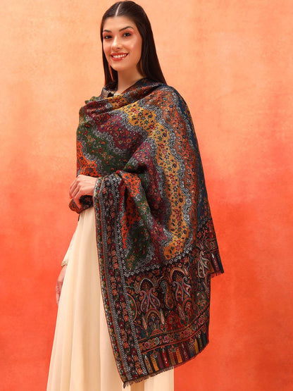 Dhiyona PA Libaas Floral Woven Design Kani Woolen Shawl