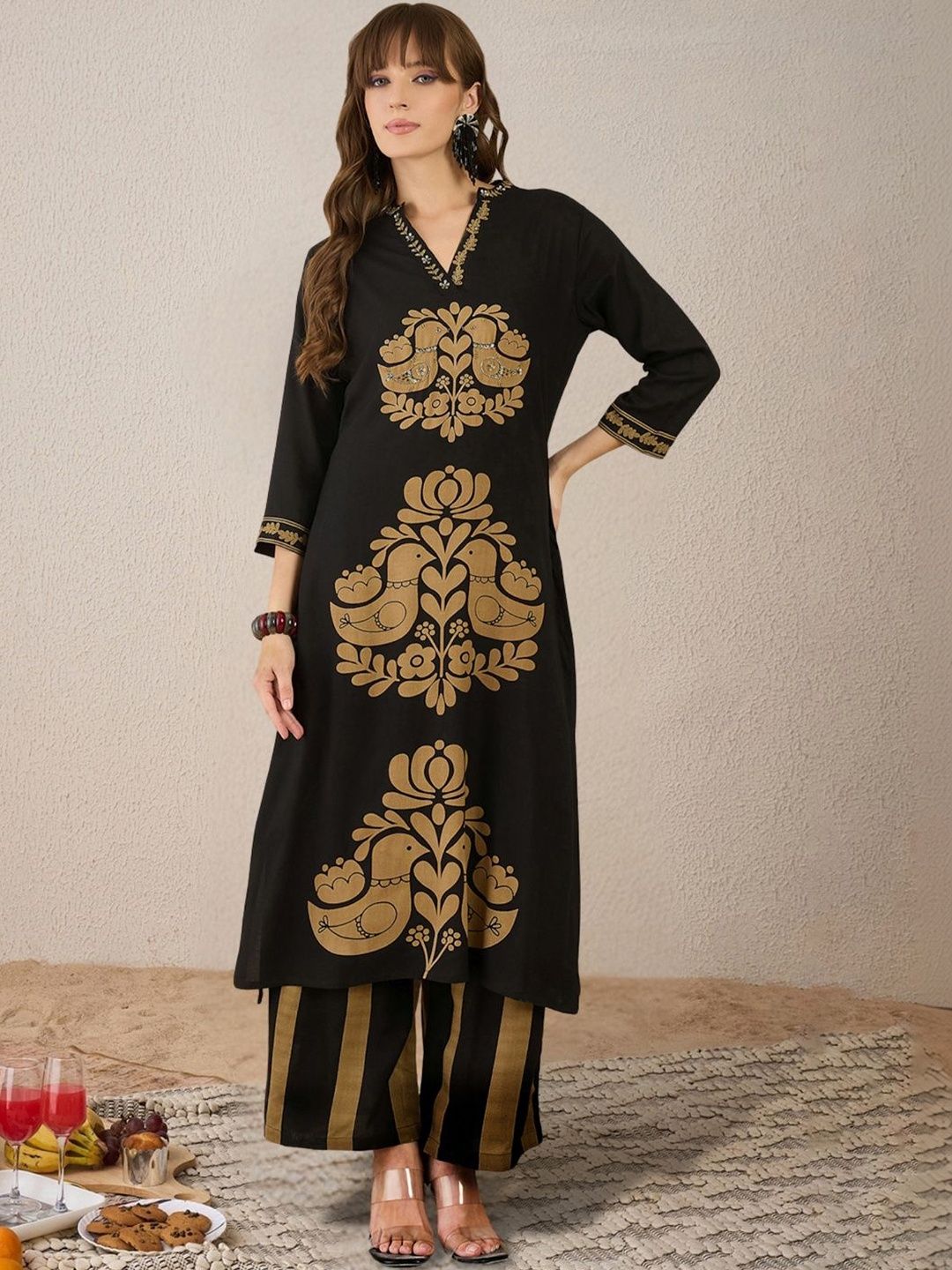 Women Ethnic Motifs Printed Regular Kurta with Palazzos
