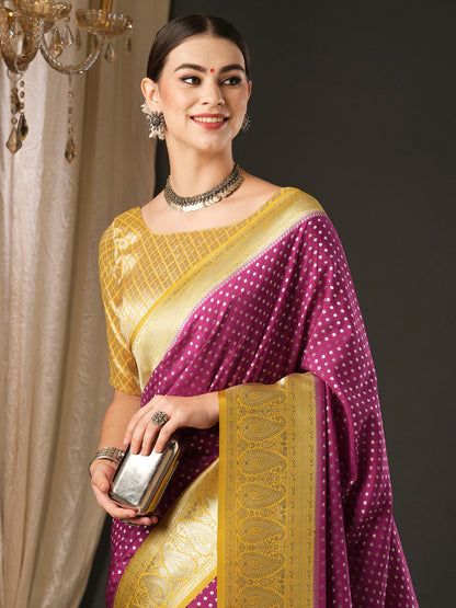 Women's Georgette Yellow Woven Design Designer Saree With Blouse Piece