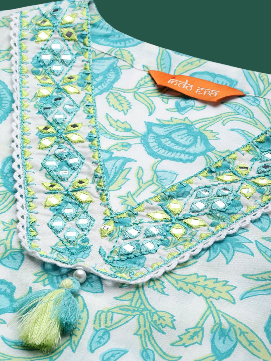 Women Floral Printed Regular Pure Cotton Kurta with Trousers & With Dupatta