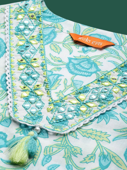 Women Floral Printed Regular Pure Cotton Kurta with Trousers & With Dupatta