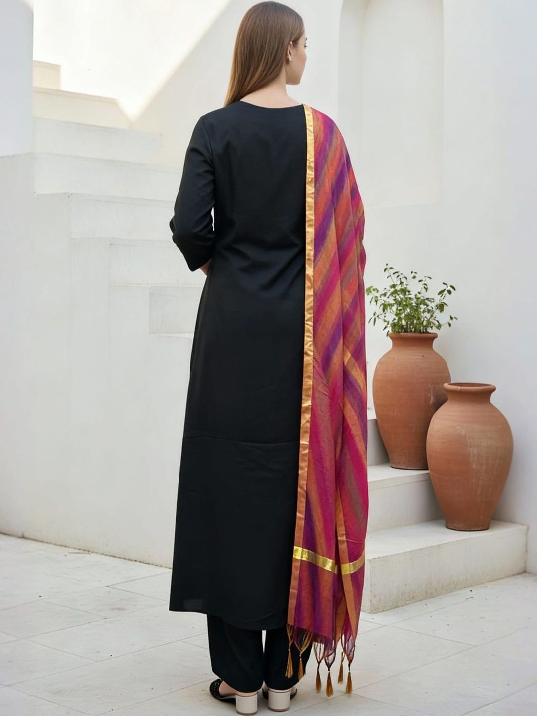 Women Regular Kurta with Trousers & With Dupatta