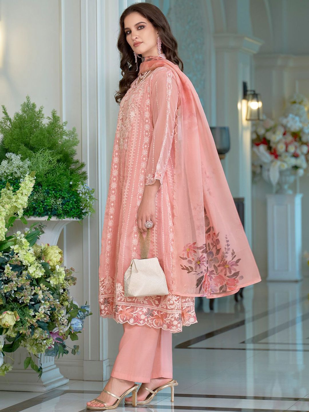 Women Ethnic Motifs Embroidered Sequinned Anarkali Kurta with Trousers & Dupatta