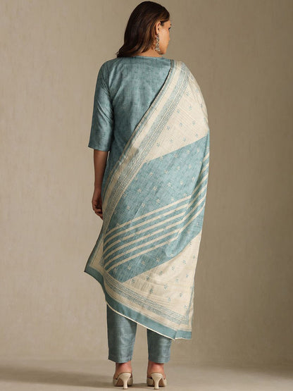 Dhiyona SO Women's Women Ethnic Motifs Regular Zardozi Kurta with Trousers & Dupatta