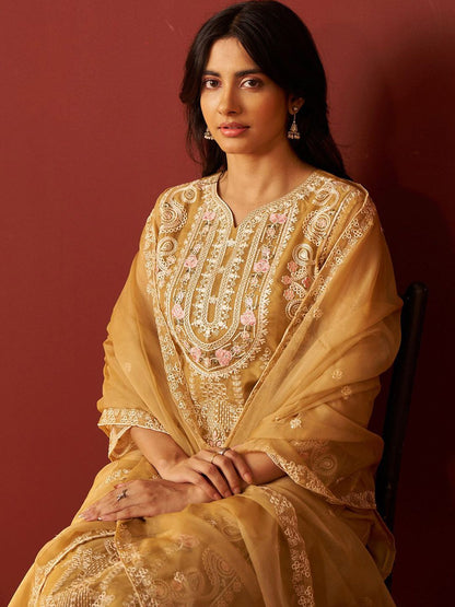 Women Ethnic Motifs Embroidered Kurta with Pyjama & Dupatta
