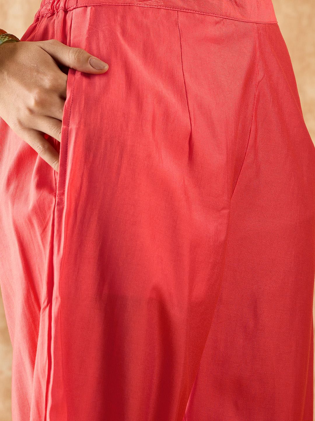 Floral Yoke Design Straight Sequinned Liva Kurta with Palazzos & Dupatta