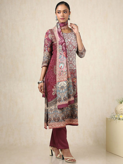 Dhiyona SO Women's Women Ethnic Motifs Printed Regular Pure Cotton Kurta with Trousers & With Dupatta