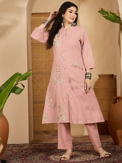 Dhiyona SN Women's Embroidered A-Line Kurta With Trousers