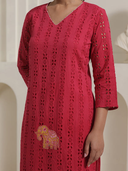 Women Self Design Regular Pure Cotton Kurta with Trousers