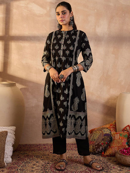 Dhiyona IE Printed Pure Cotton Tunic With Trouser