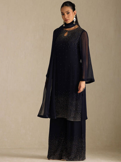 Dhiyona SO Women's Women Printed Regular Ethnic Motifs Beads and Stones Kurta Palazzos With Dupatta