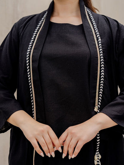 Women Round Neck Pure Cotton Straight Kurta with Palazzos With Jacket