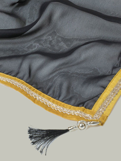 Dhiyona SO Women's Embroidered Sequinned Notch Neck Anarkali Kurta with Palazzos & Dupatta