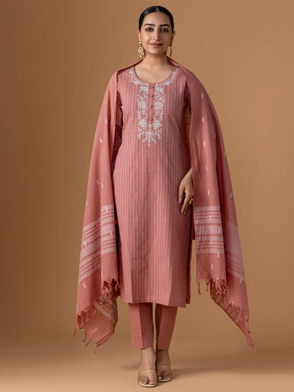 Dhiyona WP Women Jamdani Pure Cotton Suit Set With Dupatta