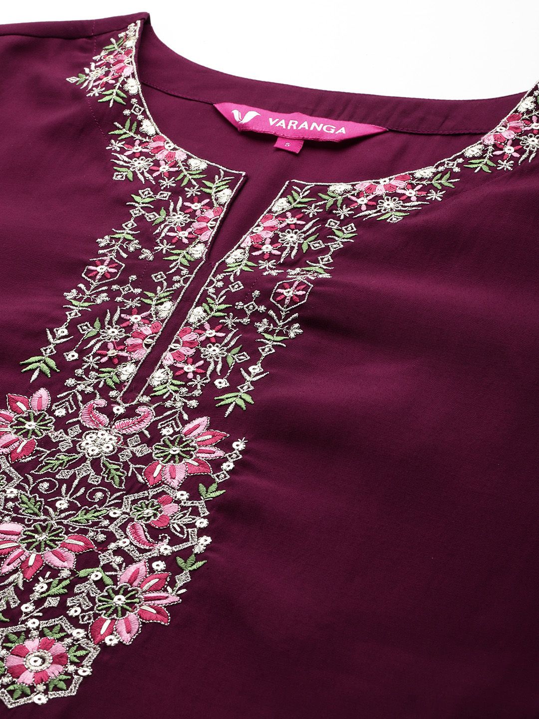 Dhiyona VA Women'sPurple Floral Embroidered Regular Sequinned Kurta With Trouser With Dupatta