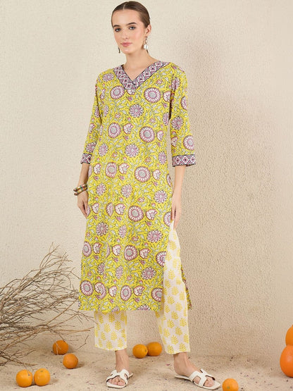 Women Floral Printed Regular Pure Cotton Kurta with Trousers & With Dupatta