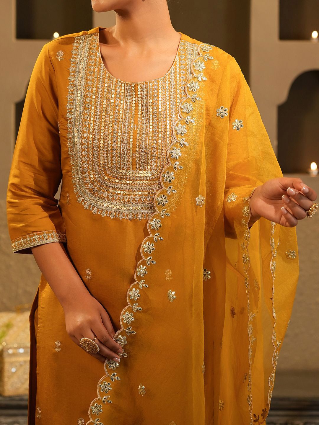 Women Ethnic Motifs Embroidered Kurta with Trousers & Dupatta