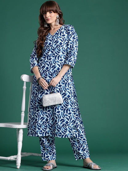 Women Printed Regular Pure Cotton Kurta with Trousers