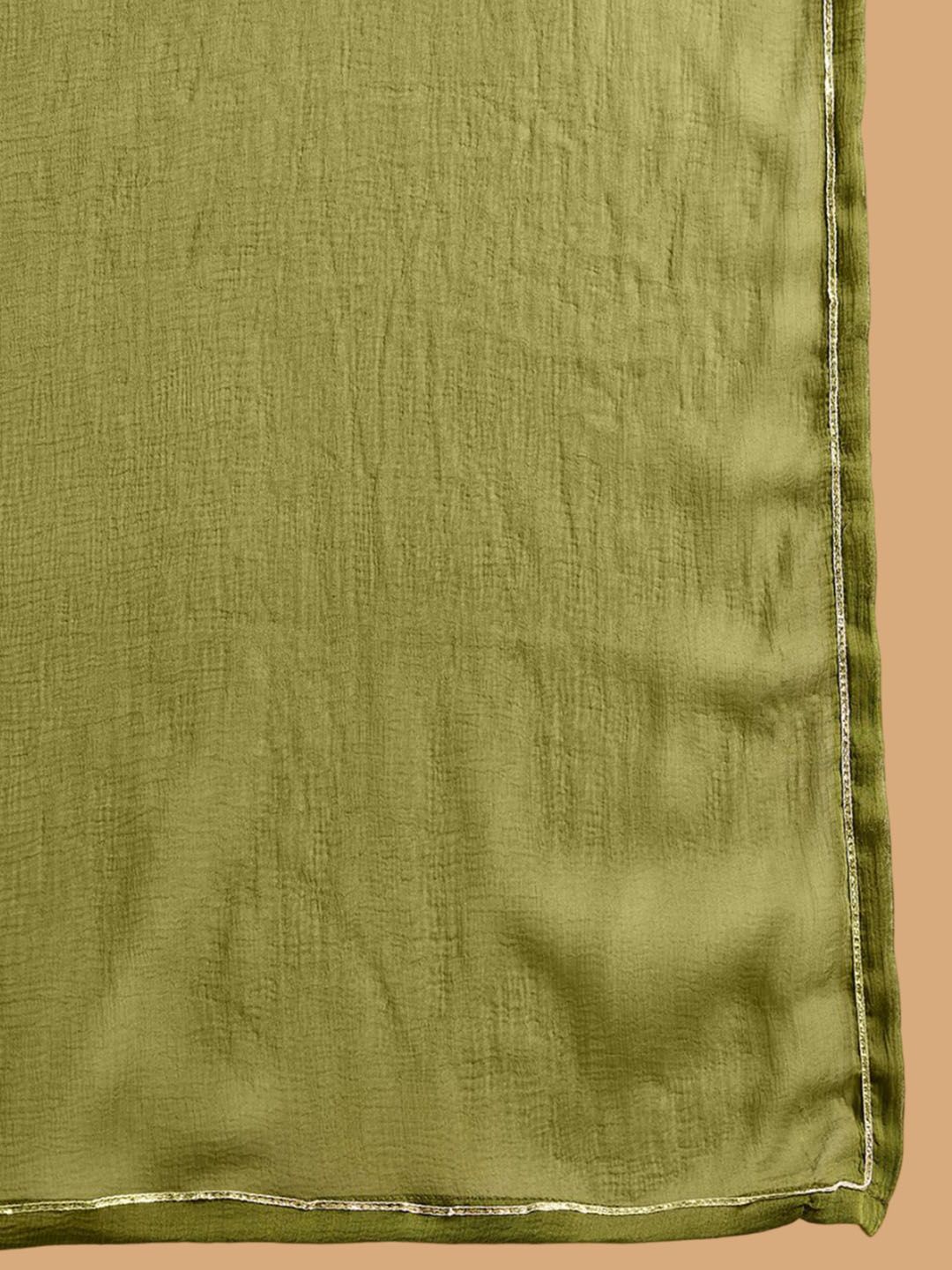 Ethnic Motifs Printed Straight Gotta Patti Kurta with Sharara & Dupatta