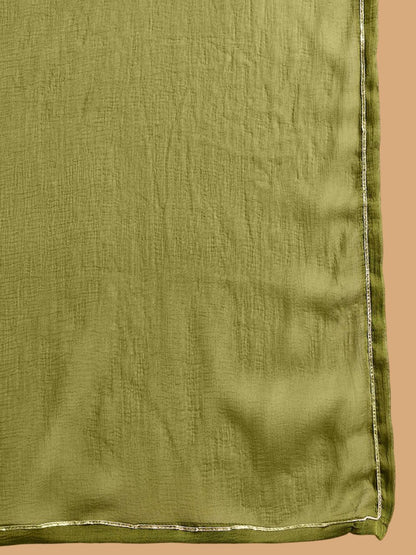 Ethnic Motifs Printed Straight Gotta Patti Kurta with Sharara & Dupatta