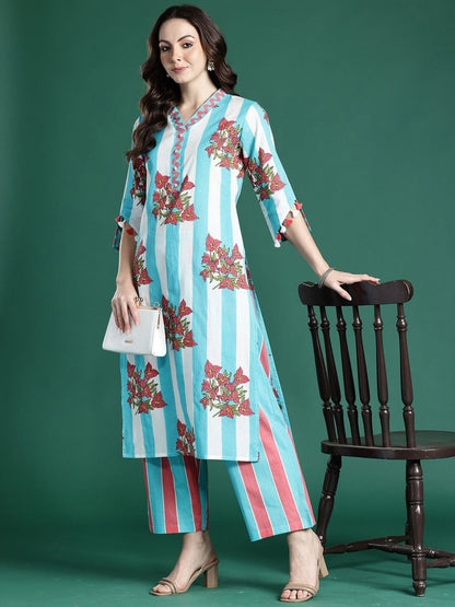 Dhiyona IE Printed Pure Cotton Tunic & Trousers Co-ords