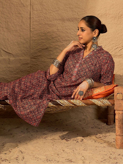 Women Printed Regular Pure Cotton Kurta with Trousers