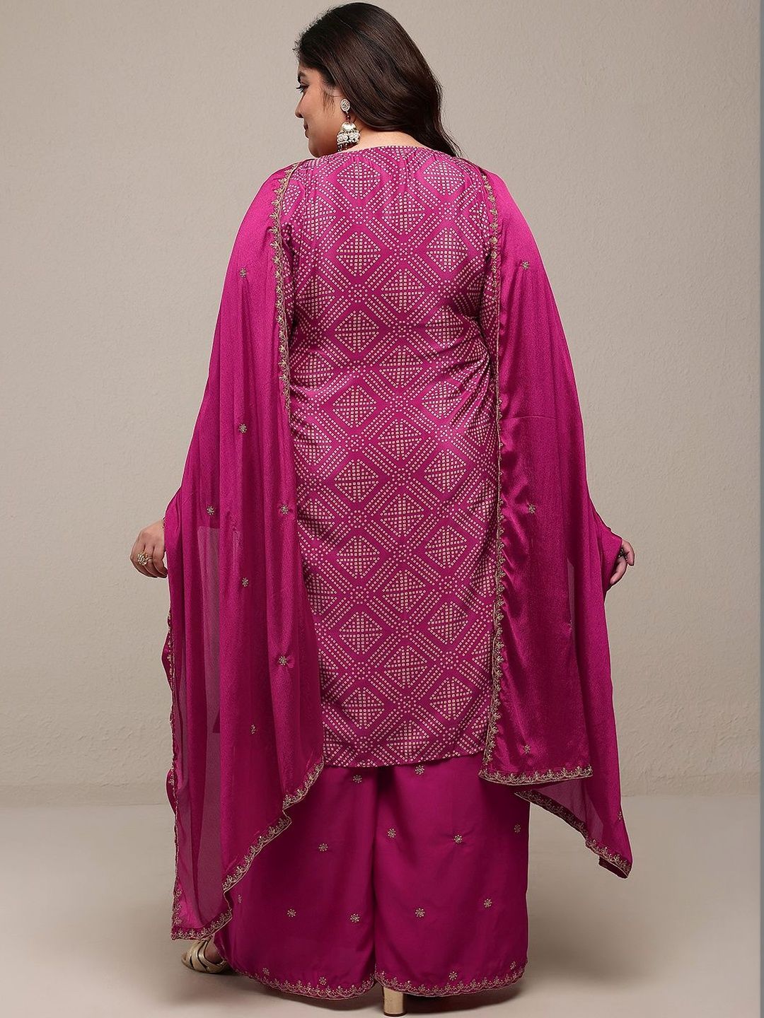 Dhiyona Women's Plus Size Ethnic Motifs Printed Kurta with Palazzos & With Dupatta