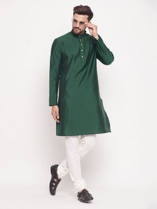 Men's Blue Silk Blend Straight Kurta