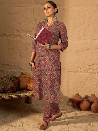 Women Ethnic Motifs Printed Pure Cotton Kurta with Trouser