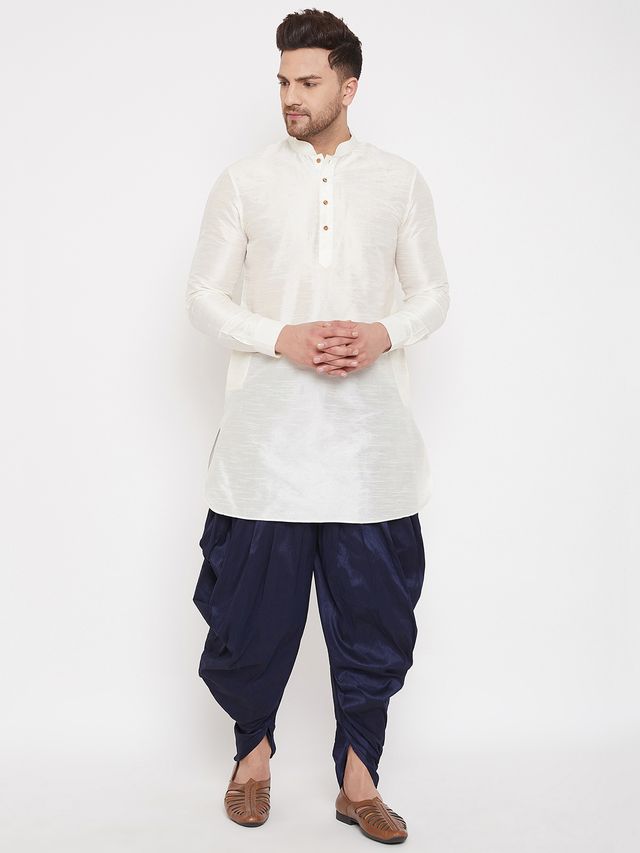 Men's Navy Blue Silk Blend Regular Dhoti