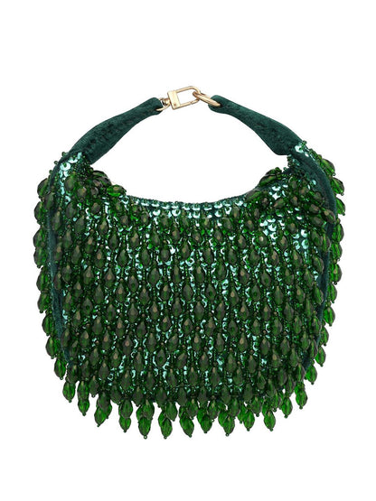 Dhiyona NR Embroidered Embellished Half Moon Clutch