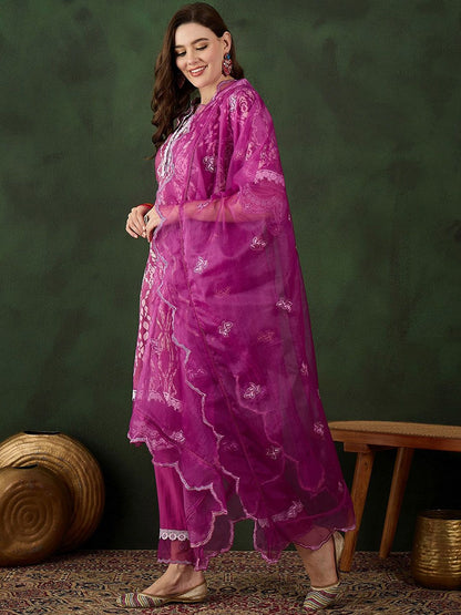 Dhiyona SN Women's Printed & Embroidered Kurta & Trousers with Dupatta