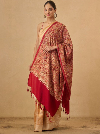 Dhiyona PA Floral Embroidered Nazrana Kaani Woolen Shawl