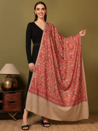 Dhiyona PA Floral And Paisley Embroidered Thread Work Woollen & Acrylic Shawl